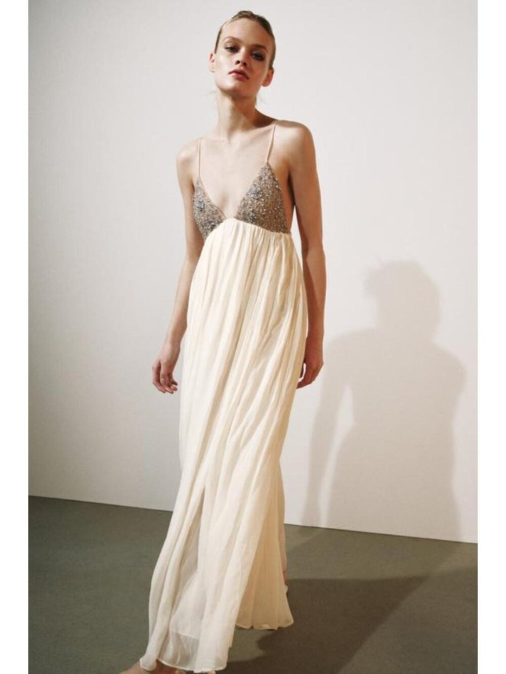 ZARA ZW COLLECTION BEADED MIDI DRESS - Picture 6 of 9